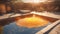 A warm and inviting water pool with bubbles and splashes. The water is yellow and orange, radiating warmth