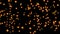 Warm orange bokeh lights or circles effect scattered uniformly. 4K background for overlay. Color Dodge or screen blend. Festive
