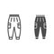 Warm pants line and solid icon, Winter clothes concept, winter outdoor clothing for active leisure sign on white