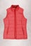 Warm red waistcoat is on grey background, pink unisex sleeveless