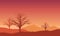 Warm rural atmosphere with beautiful natural scenery at dusk. Vector illustration