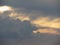 Warm sky with giants cumulonimbus clouds at sunset