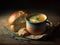 A Warm Soup Bowl with Sourdough Bread