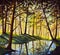 Warm spring forest summer landscape sunny painting