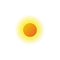 warm sunny sun flat icon. hot orange light bright sunrise vector illustration