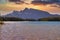 Warm Sunrise Sky Over A Banff Mountain Lake