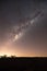 Warm sunset glow and full milky way night shot from Southern Argentina in Patagonia