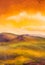 Warm sunset in mountains artistic painting background.