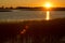 Warm sunset over the marsh at Milford Point, Connecticut.