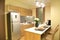Warm tone of luxury interiors design of the kitchen in condominium.