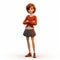 Warm Toned Cartoon Girl With Crossed Arms - Schoolgirl Lifestyle