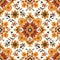 Warm Toned Floral Tile Illustration with Rustic Charm
