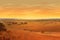 warm-toned panoramic view of vast african plains