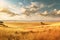 warm-toned panoramic view of vast african plains