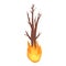 Warm tree burning icon, cartoon style