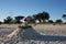 Warm weather Christmas Sandman at the beach