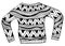 Warm winter Doodle style sweater.Vector illustration. Knitted sweater artistically decorated with doodle patterns