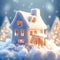 Warm winter dwelling Charming knitted house amid a blurred winter scene