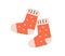 Warm winter socks pair. Cozy soft wool feet wearing. Knitted woolen accessory, legs garment for cold season. Cute