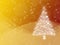 Warm yellow and orange winter holidays background, with white Christmas tree and copyspace