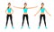 Warming-up fit pretty woman in blue crop top and leggings. Smiling sport girl in different poses training. Vector character.