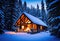 The warmth of a crackling fireplace in a secluded cabin in a snow-covered forest