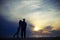 Warmth embracing of happy romantic couple in love on the beach a