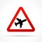 Warning airplane sign on white background