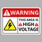 Warning this area is high voltage warning sign danger on soft gray background. Vector concept design for industrial or web site