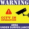 Warning Area Under Surveillance - 24 hours CCTV Video Surveillance Sinage or Board for safety