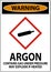 Warning Argon GHS Sign On White Background