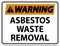 Warning Asbestos Waste Removal Sign On White Background