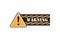 Warning. Attention sign in orange stripped rounded line frame and black inside