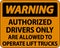 Warning Authorized Drivers Only Sign On White Background
