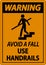 Warning Avoid A Fall Use Handrails Sign