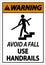 Warning Avoid A Fall Use Handrails Sign