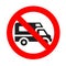 Warning banner no campervan, not allowed recreational vehicule rv symbol, ban caravans and camping car red prohibition