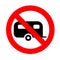 Warning banner no campervan, not allowed recreational vehicule rv symbol, ban caravans and camping car red prohibition