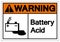 Warning Battery Acid Symbol Sign, Vector Illustration, Isolate On White Background Label .EPS10