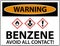 Warning Benzene Avoid All Contact GHS Sign On White Background