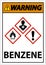 Warning Benzene GHS Sign On White Background