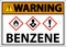 Warning Benzene GHS Sign On White Background