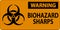 Warning Biohazard Label, Biohazard Sharps