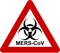 Warning biohazard sign with MERS-CoV text