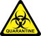 Warning biohazard sign with QUARANTINE text
