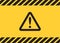 Warning caution attention triangle sign on yellow banner background.