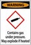 Warning Contains Gas Under Pressure GHS Sign On White Background