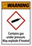 Warning Contains Gas Under Pressure GHS Sign On White Background