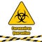 Warning coronavirus quarantine yellow and black stripes tape on white background,  tapes hazard quarantine, coronavirus caution