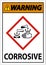 Warning Corrosive GHS Sign On White Background